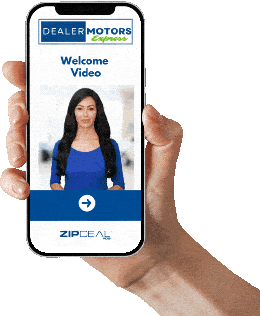 Customer using ZipDeal on smartphone showing welcome video interface